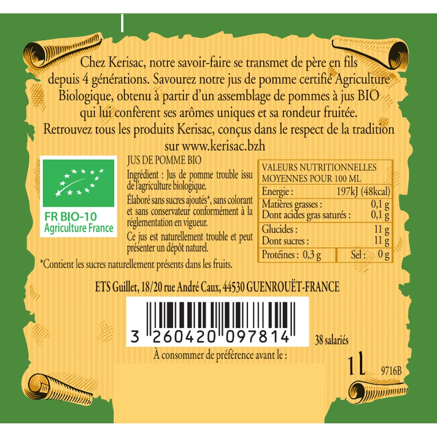 KERISAC Pure Organic Apple Juice