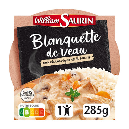 Fertiggericht: Kalbsblanquette mit Pilzen und Reis WILLIAM SAURIN