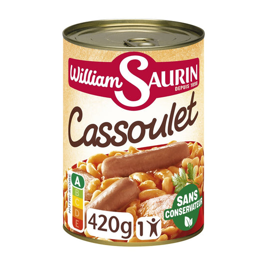 Plat Individuel Cassoulet Mitonné WILLIAM SAURIN la boite de 420g