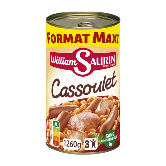 Plat Familial Cassoulet Mitonné WILLIAM SAURIN la boîte de 1,26kg