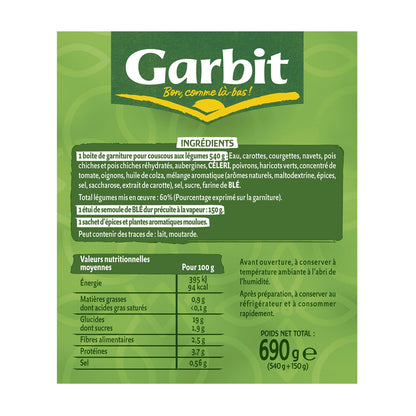 Plat Familial Couscous aux 9 Légumes GARBIT