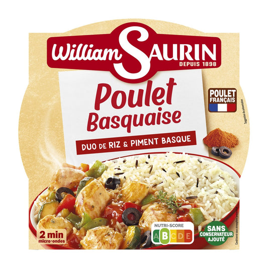 Plat Cuisiné Poulet Basquaise Riz et Piment Basque WILLIAM SAURIN la barquette de 285g