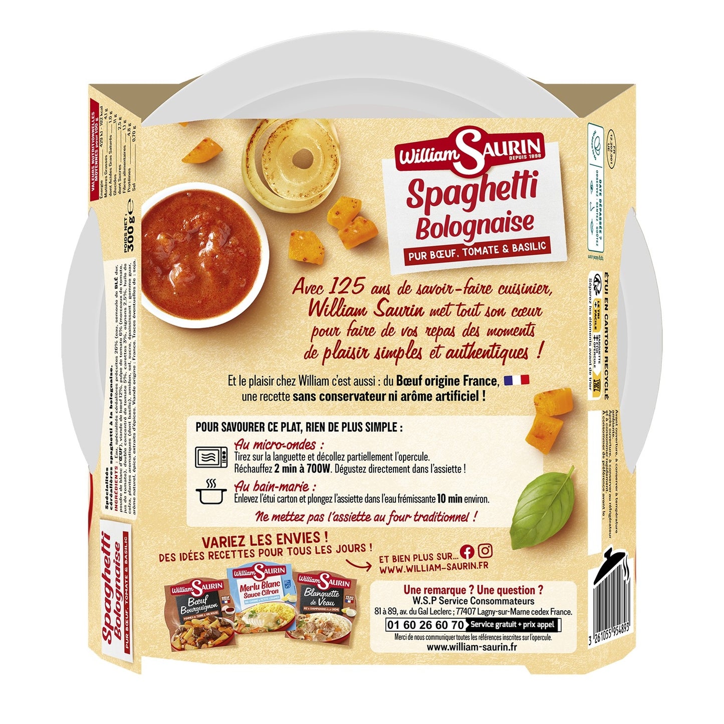 Ready Meal Spaghetti Bolognese WILLIAM SAURIN