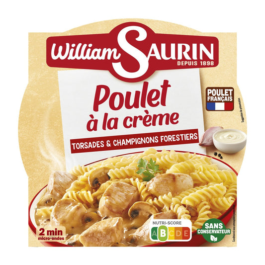 Plat Cuisiné Poulet à la Crème Torsades Champignons WILLIAM SAURIN la barquette de 280g