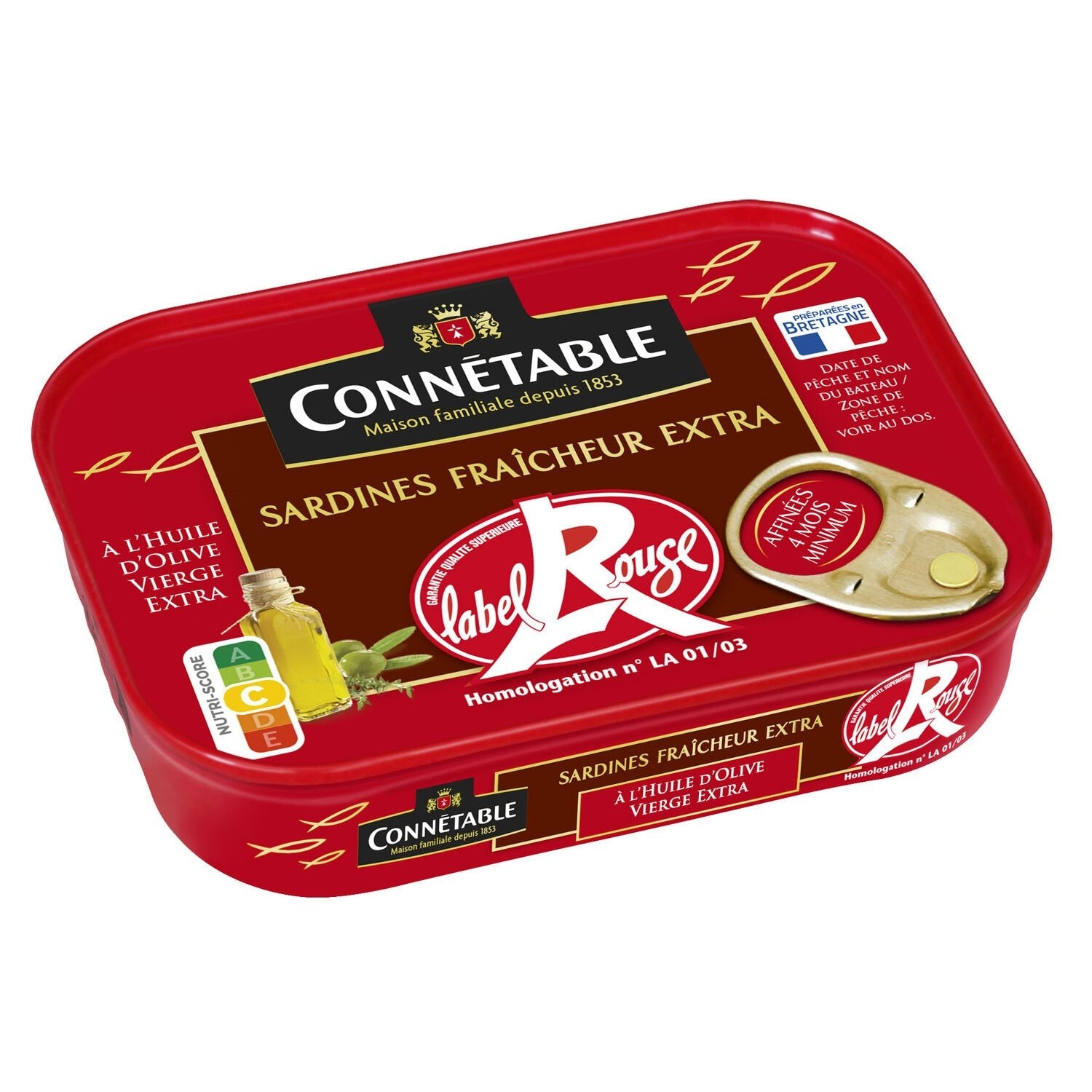 Sardines à l'Huile d'Olive Label Rouge CONNETABLE la boite de 115g