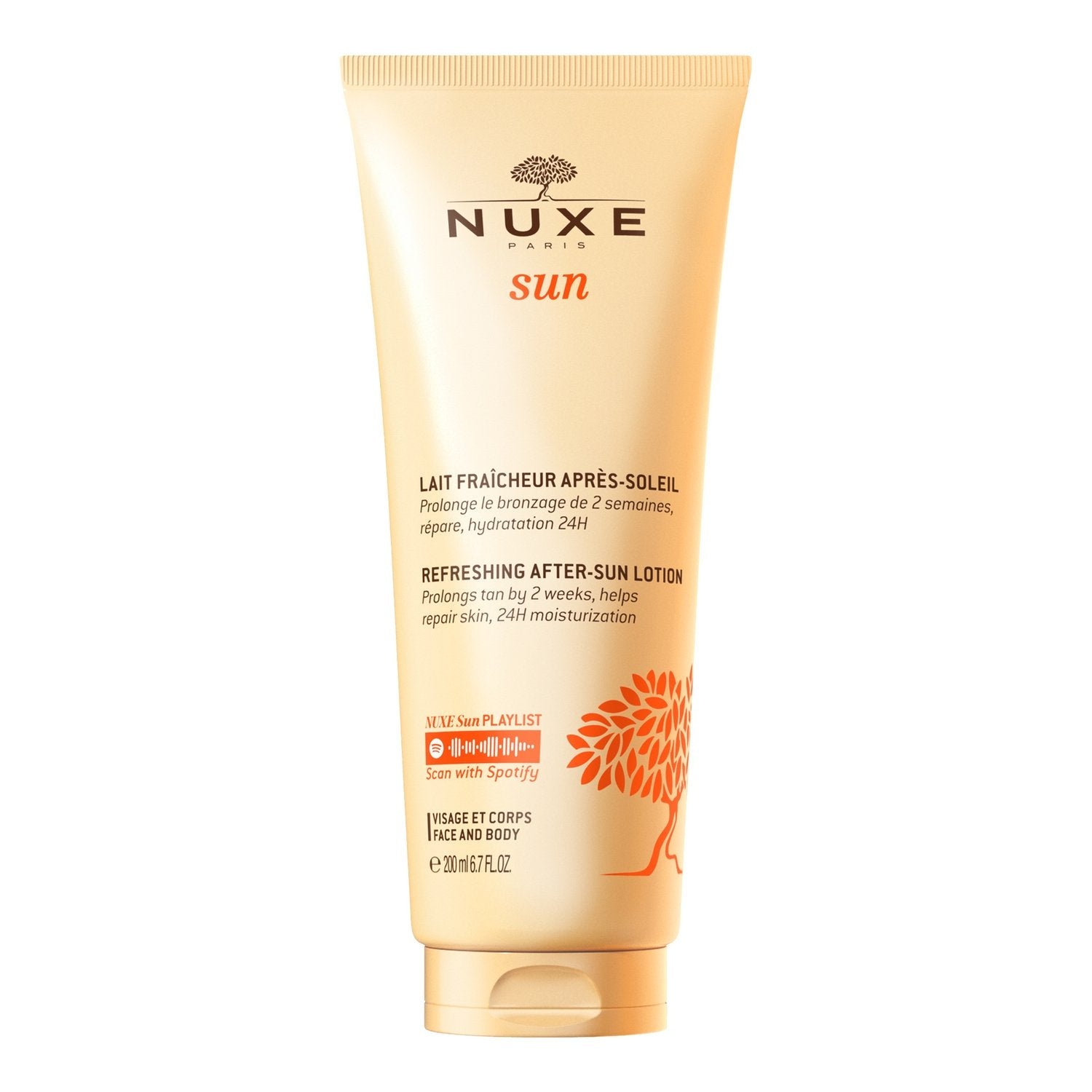 Après-Soleil Lait Fraîcheur Visage Corps Répare Apaise et Sublime le Bronzage NUXE le tube de 200mL
