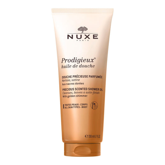 Huile de Douche Nettoie et Satine Parfumée aux Nacres Dorées Prodigieux NUXE