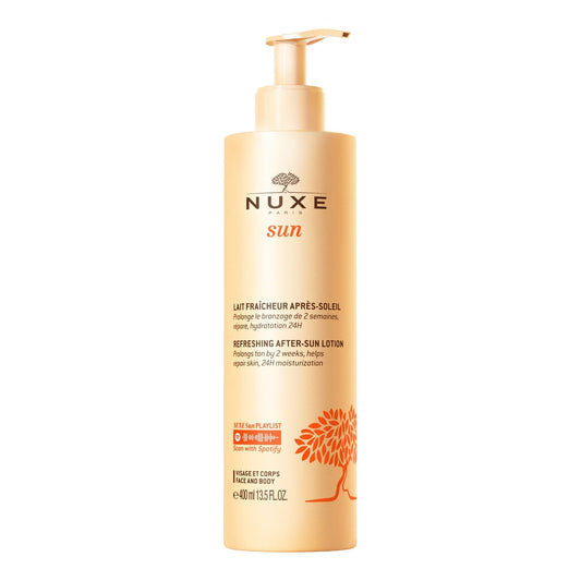 Après-Soleil Lait Fraîcheur Visage et Corps Fleurs d'Eau et Soleil NUXE la pompe de 400mL