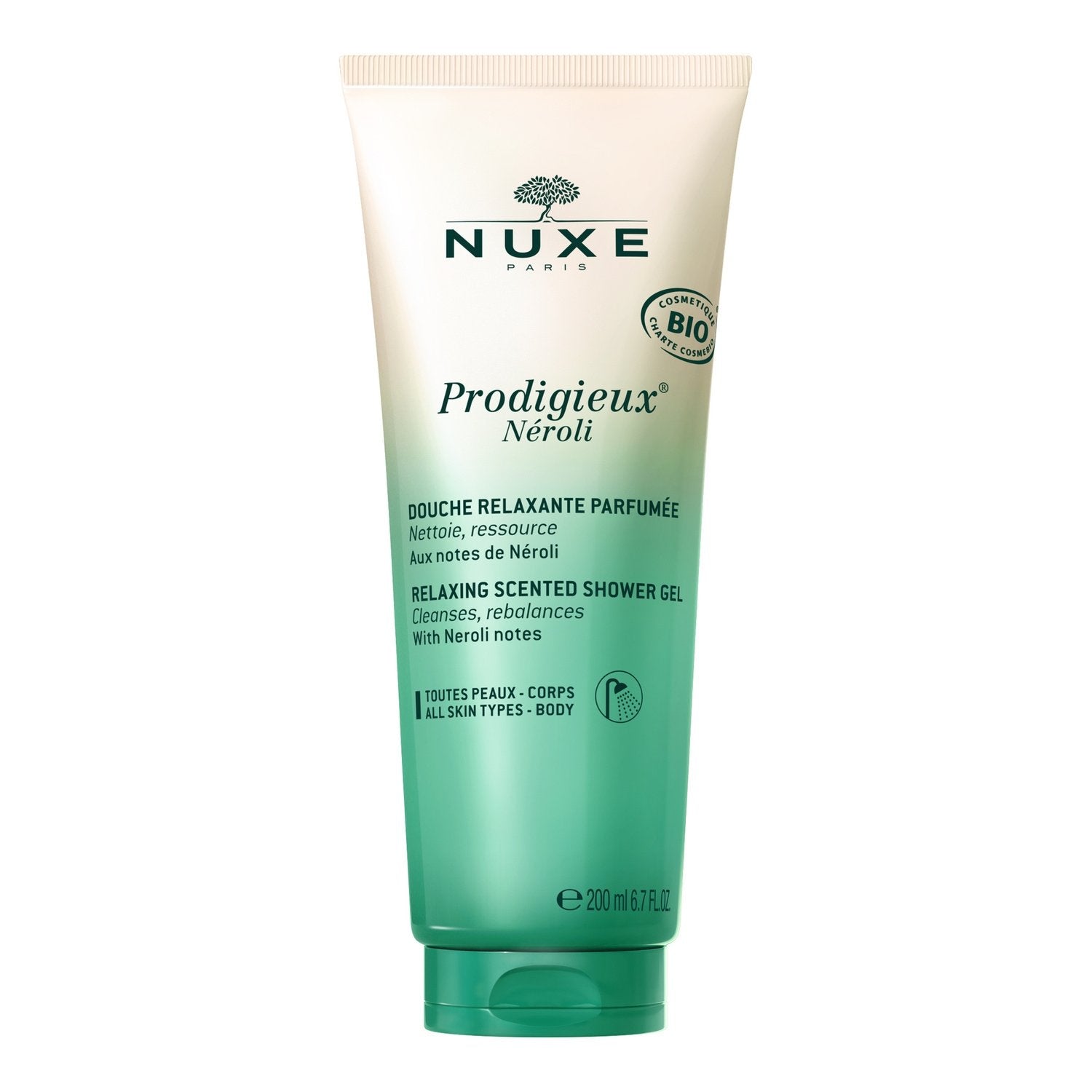 Gel Douche Femme Relaxante Parfumée Néroli Prodigieux Bio NUXE le flacon de 400mL
