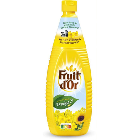 Huile de Tournesol Source D’oméga 3 et 6 FRUIT D'OR la bouteille de 1L