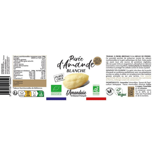 Organic Raw White Almond Puree Spread L'AMANDAIE
