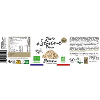 Pâte à Tartiner Purée de sésame tahin crue BIO L'AMANDAIE 
