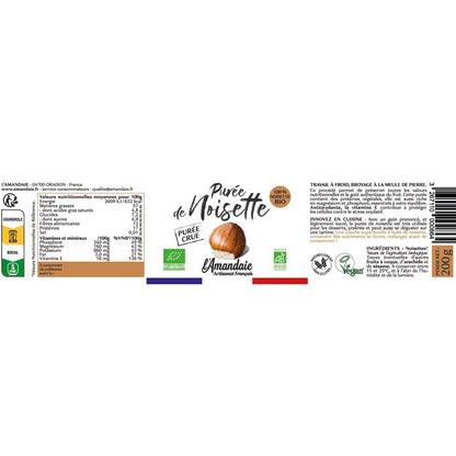 Organic Hazelnut Puree Spread L'AMANDAIE