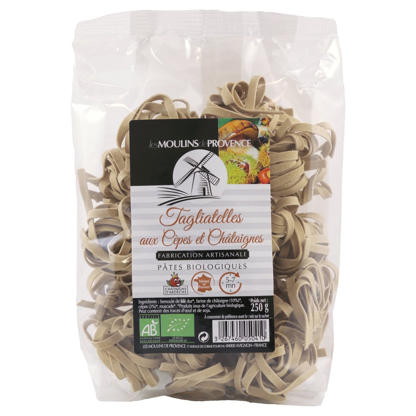 Pâtes colorées bio cèpes châtaignes LES MOULINS DE PROVENCE 