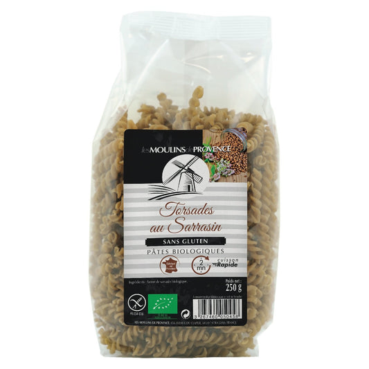 Pâtes à la Farine de Sarrasin Bio Torsades LES MOULINS DE PROVENCE le paquet de 250g