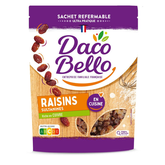 Raisins Sultanines DACO BELLO les 2 barquettes de 125 g