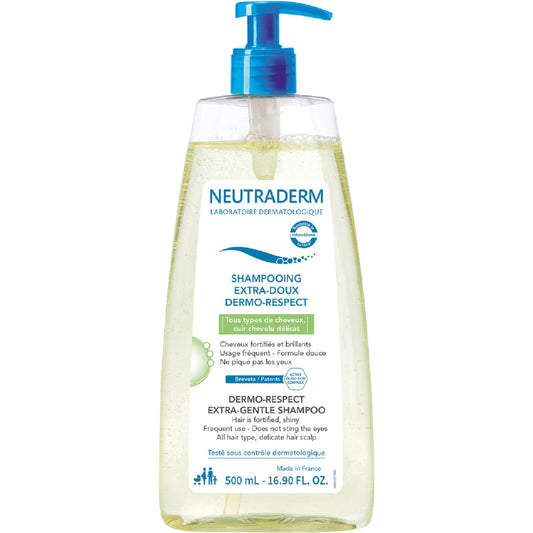 Shampoing Cheveux Normaux Extra-Doux Dermo-Respect Cuir Chevelu Sensible NEUTRADERM la pompe de 500mL