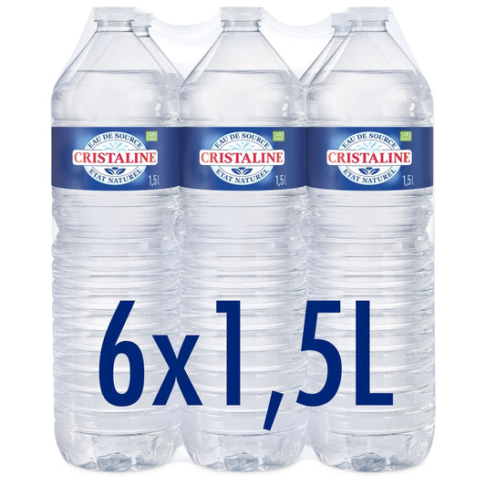 Eau de Source Plate CRISTALINE le pack de 6 bouteilles de 1,5L