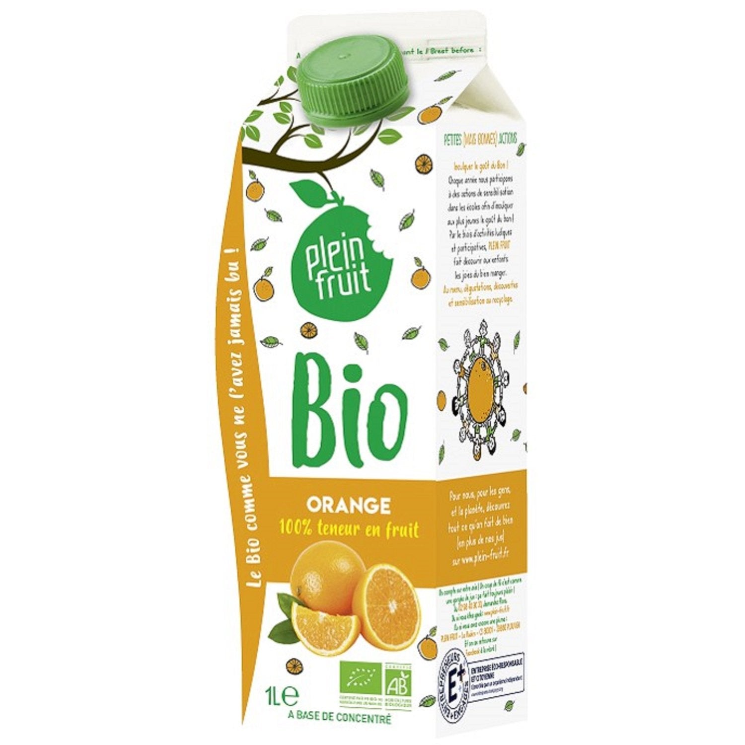 Jus d'Orange Bio PLEIN FRUIT la brique de1L