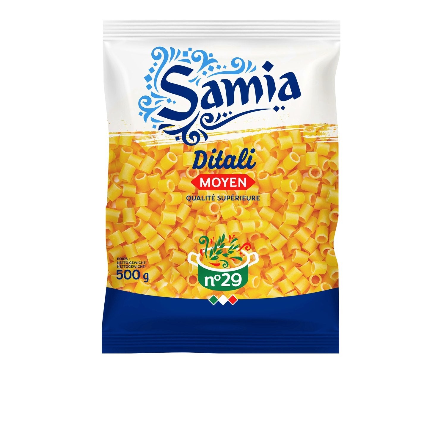 Pâtes Ditalini Lisci N°29 SAMIA le sachet de 500 g