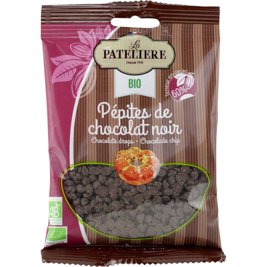 Pépites de Chocolat Noir Bio LA PATELIERE le paquet de 100g