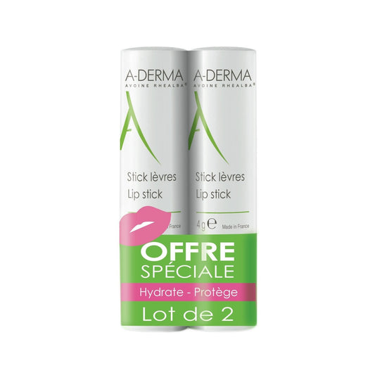 Baume à Lèvres Fragiles et Desséchées A-DERMA les 2 sticks de 4g