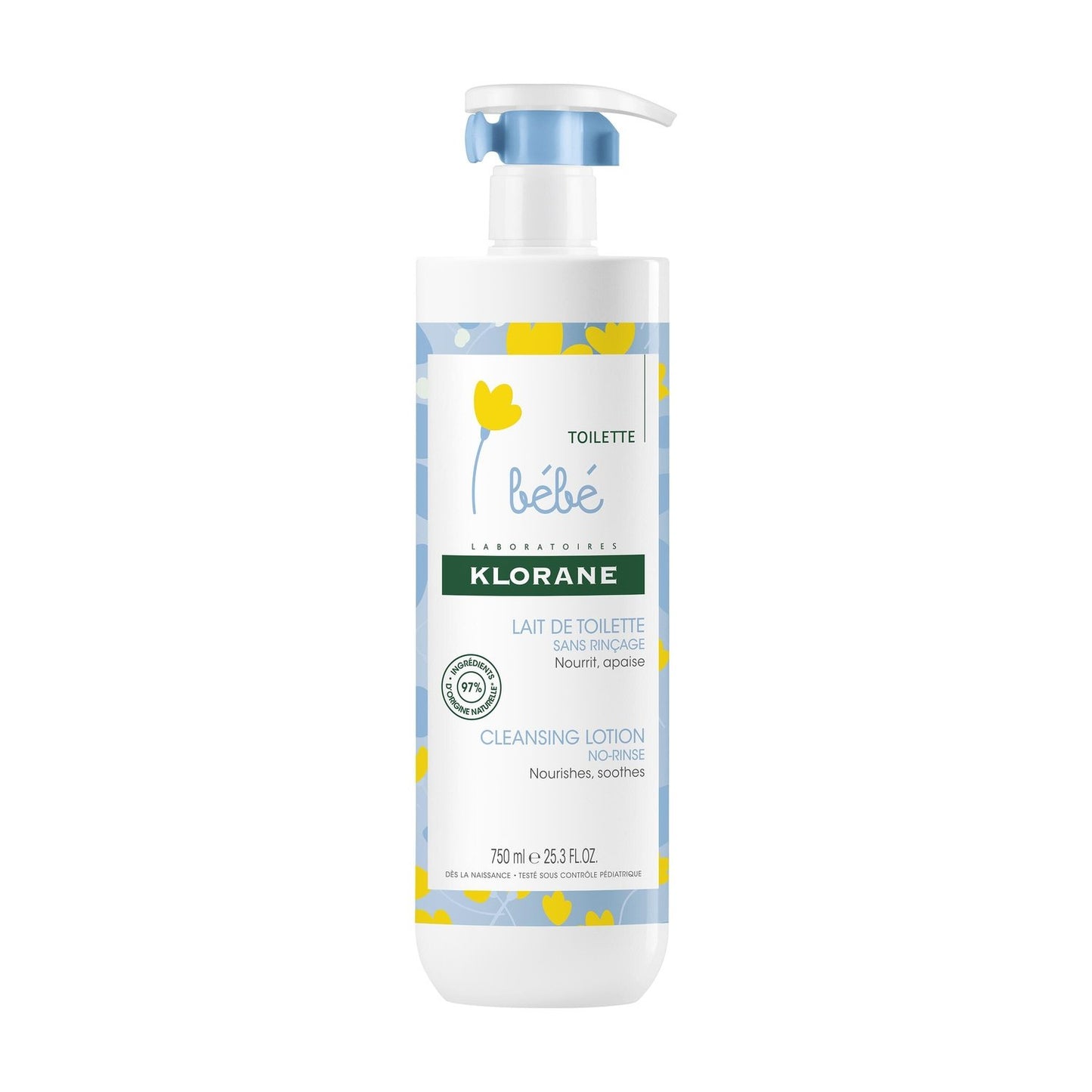 Lait de Toilette Bébé au Calendula Apaisant Sans Rinçage KLORANE le flacon de 750mL