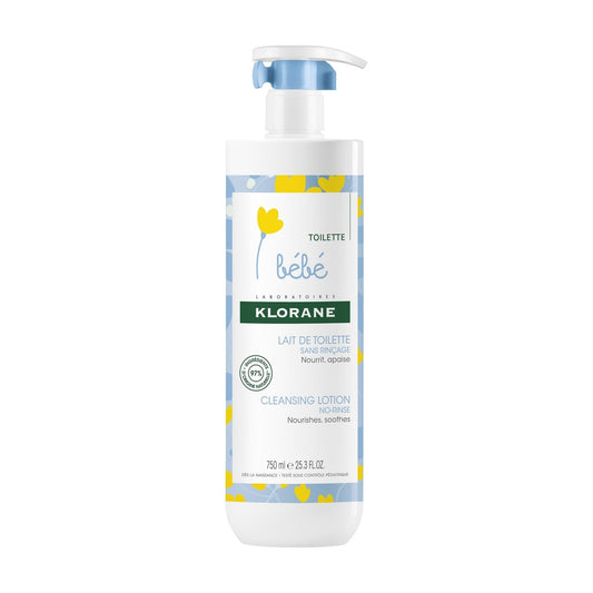 Lait de Toilette Bébé au Calendula Apaisant Sans Rinçage KLORANE le flacon de 750mL
