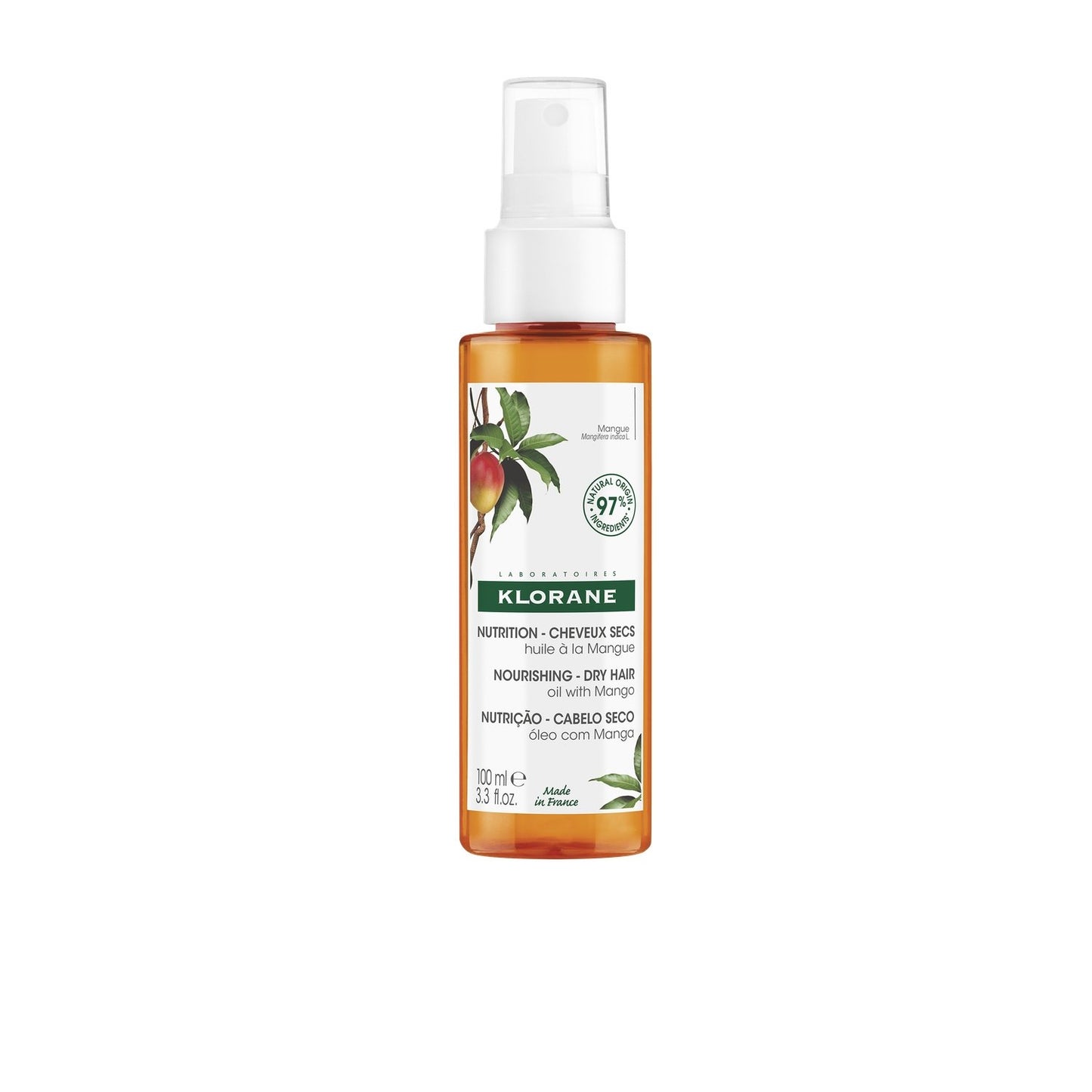Huile Nutrition Cheveux Secs à la Mangue KLORANE le spray de 100mL