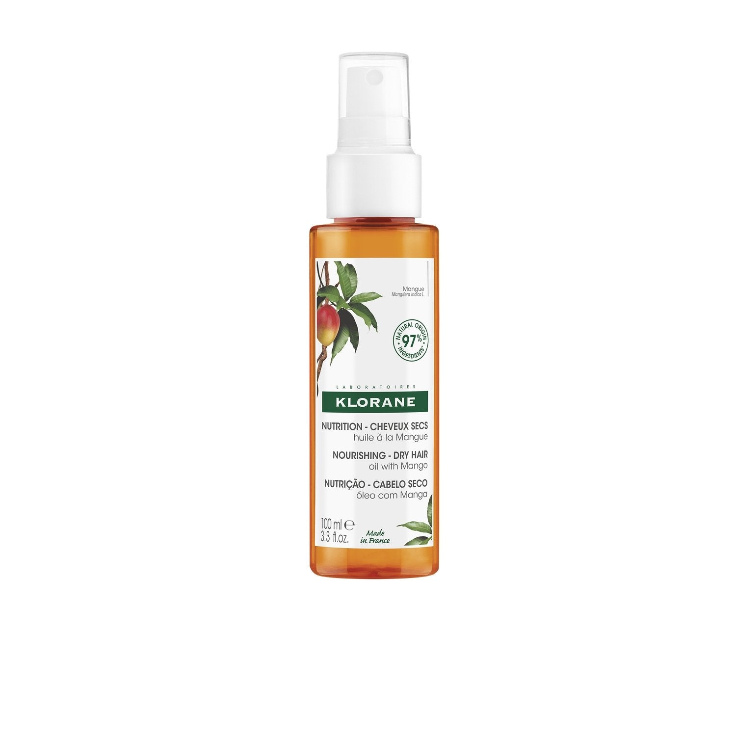 Huile Nutrition Cheveux Secs à la Mangue KLORANE le spray de 100mL