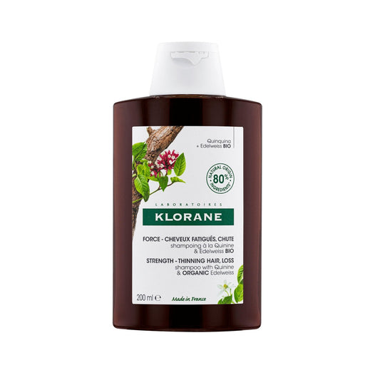 Shampoing Cheveux Dévitalisés Fortifiant à la Quinine et Edelweiss Bio KLORANE le flacon de 200mL