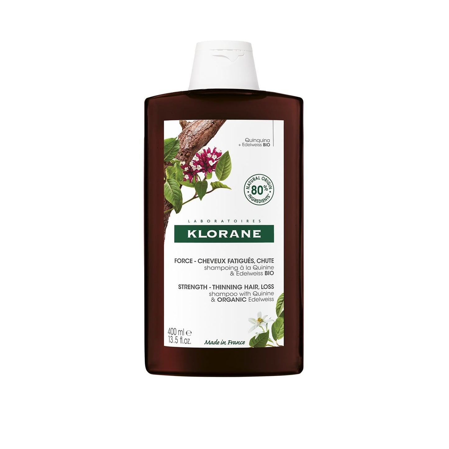 Shampoing Fortifiant à la Quinine et Edelweiss Bio Cheveux Fatigués et Chute de Cheveux KLORANE 