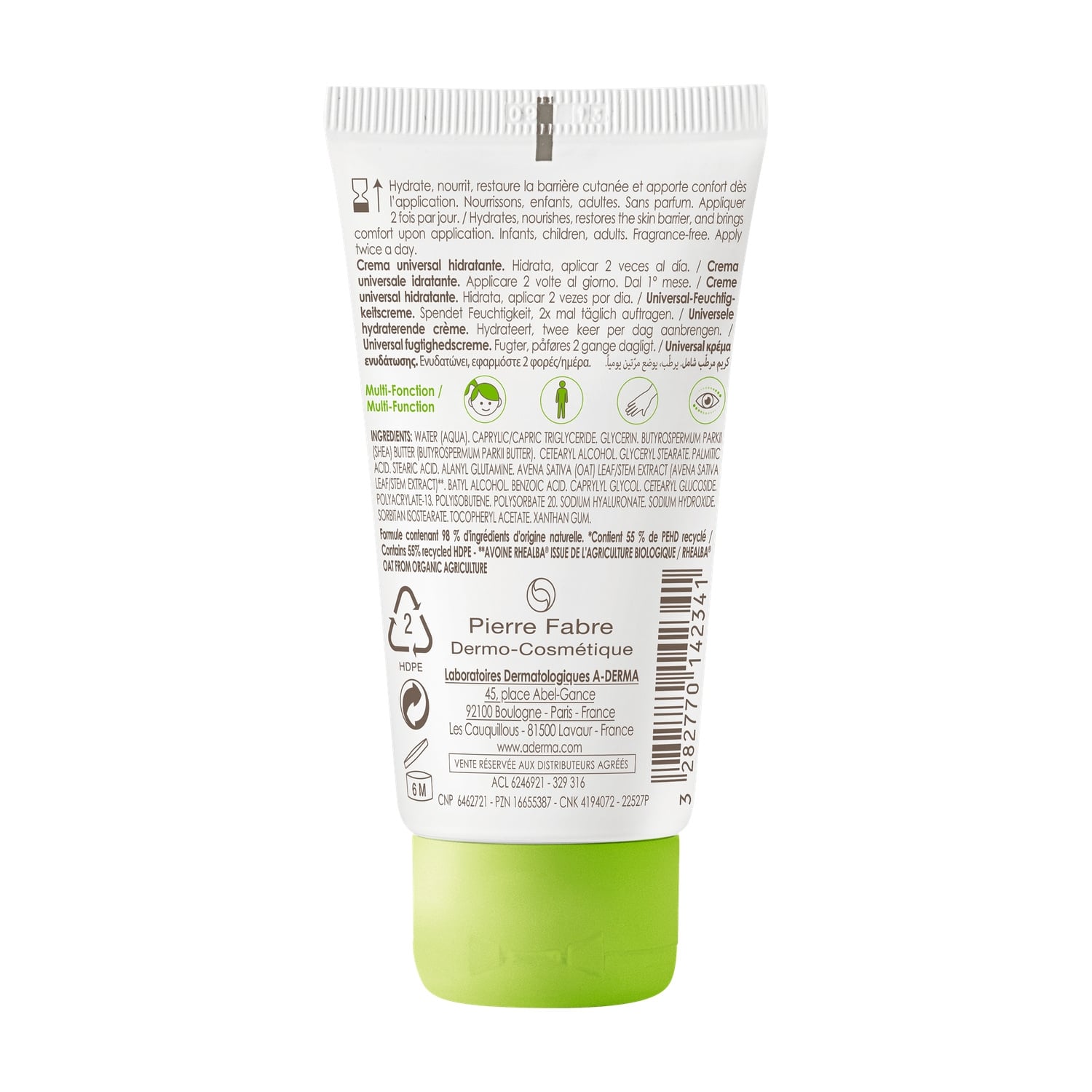 Crème Corps Universelle Hydratante à l'Acide Hyaluronique A-DERMA 