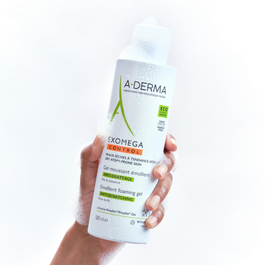 A-DERMA Exomega Control Anti-Itch Shower Gel for Face and Body for Dry Skin Prone to Atopic Eczema