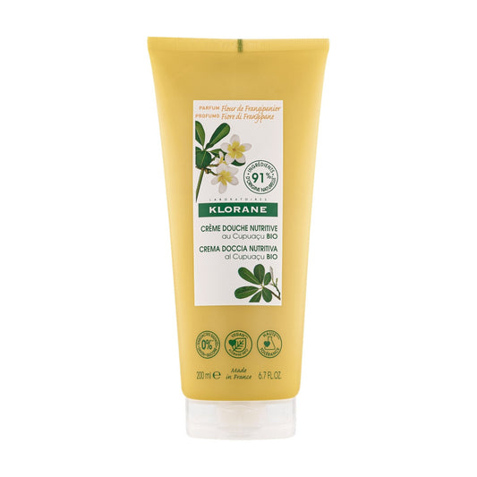 Crème de Douche Nutritive au Beurre de Cupuaçu Fleur de Frangipanier Bio KLORANE le tube de 200mL