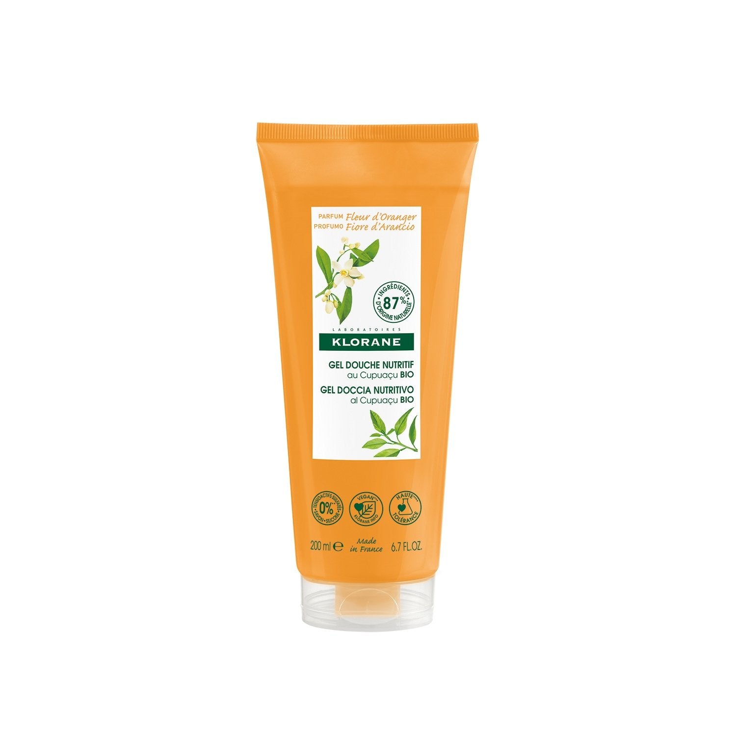 Gel Douche Tous Types de Peaux au Beurre de Cupuaçu Vegan Bio KLORANE le flacon de 400mL