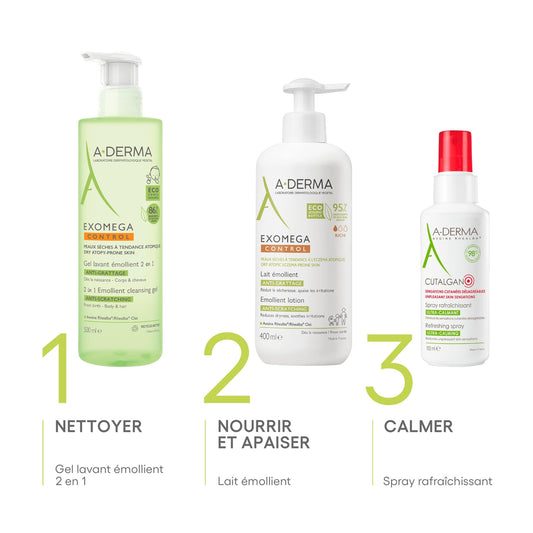 Children's Shower Gel for Body and Hair for Dry Skin Prone to Atopic Eczema 2 in 1 Emollient A-DERMA