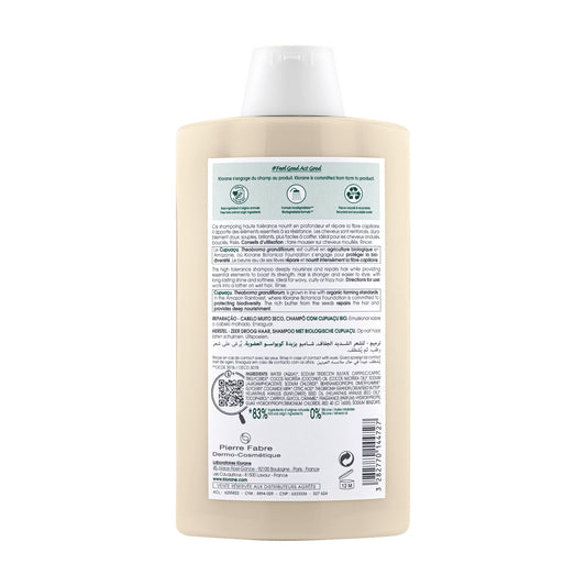 KLORANE Organic Cupuaçu Butter Shampoo for Very Dry and Damaged Hair