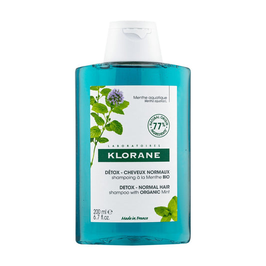 Shampoing Cheveux Normaux à Gras Menthe Aquatique Bio Détox KLORANE le flacon de 200mL