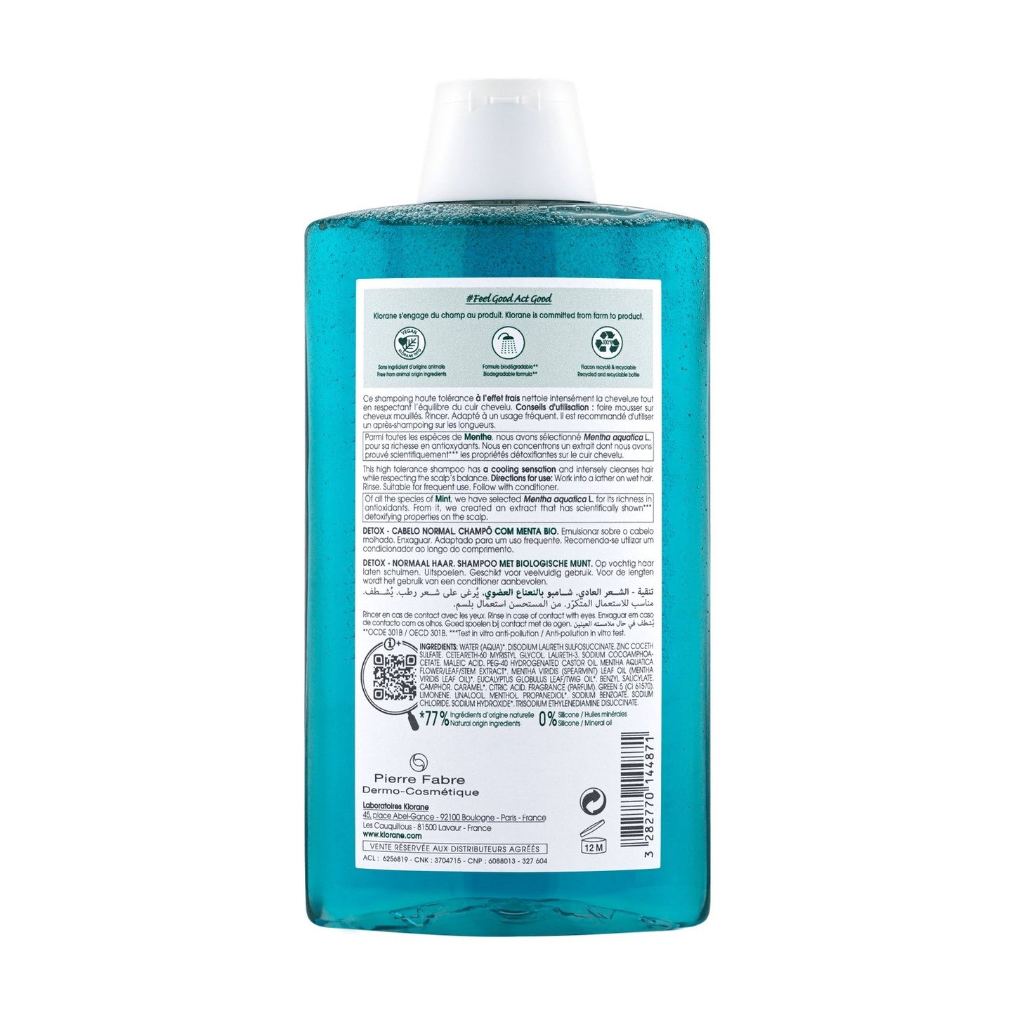 KLORANE Organic Aquatic Mint Detox Shampoo for Normal Hair