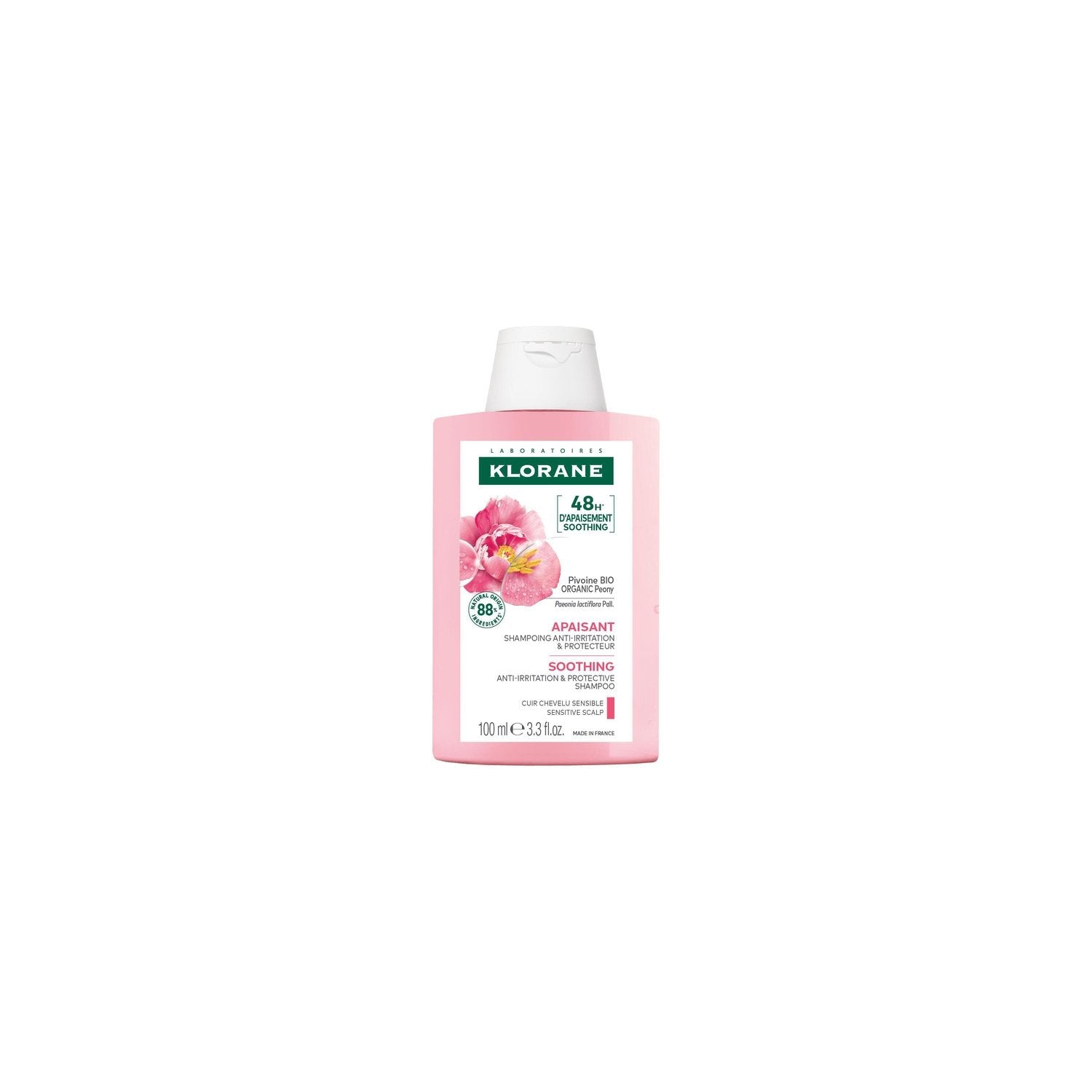 Shampoing Cuir Chevelu Sensible Apaisant à la Pivoine Bio KLORANE le shampoing de 100mL