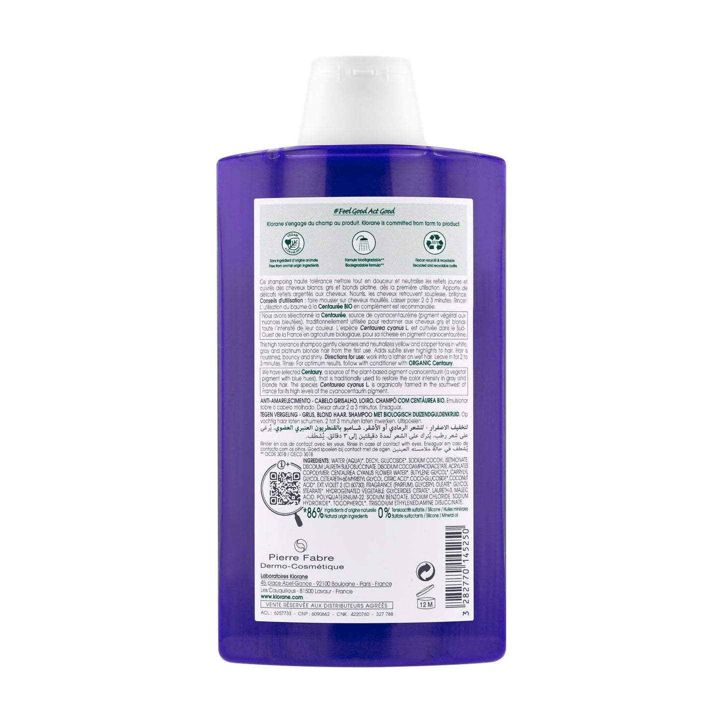 Shampoing Cheveux Gris Blond et Blancs Déjaunissant KLORANE 
