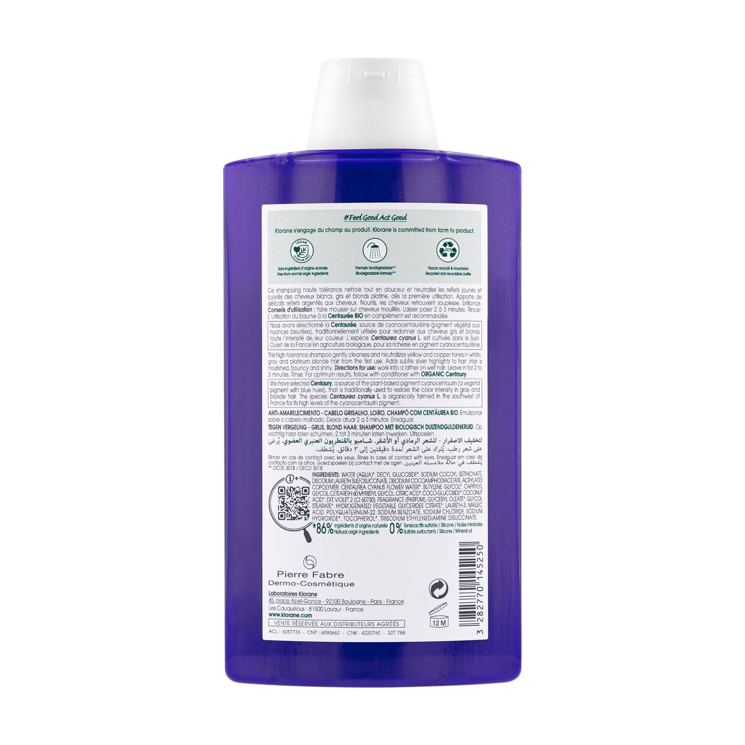 Shampoing Cheveux Gris Blond et Blancs Déjaunissant KLORANE 