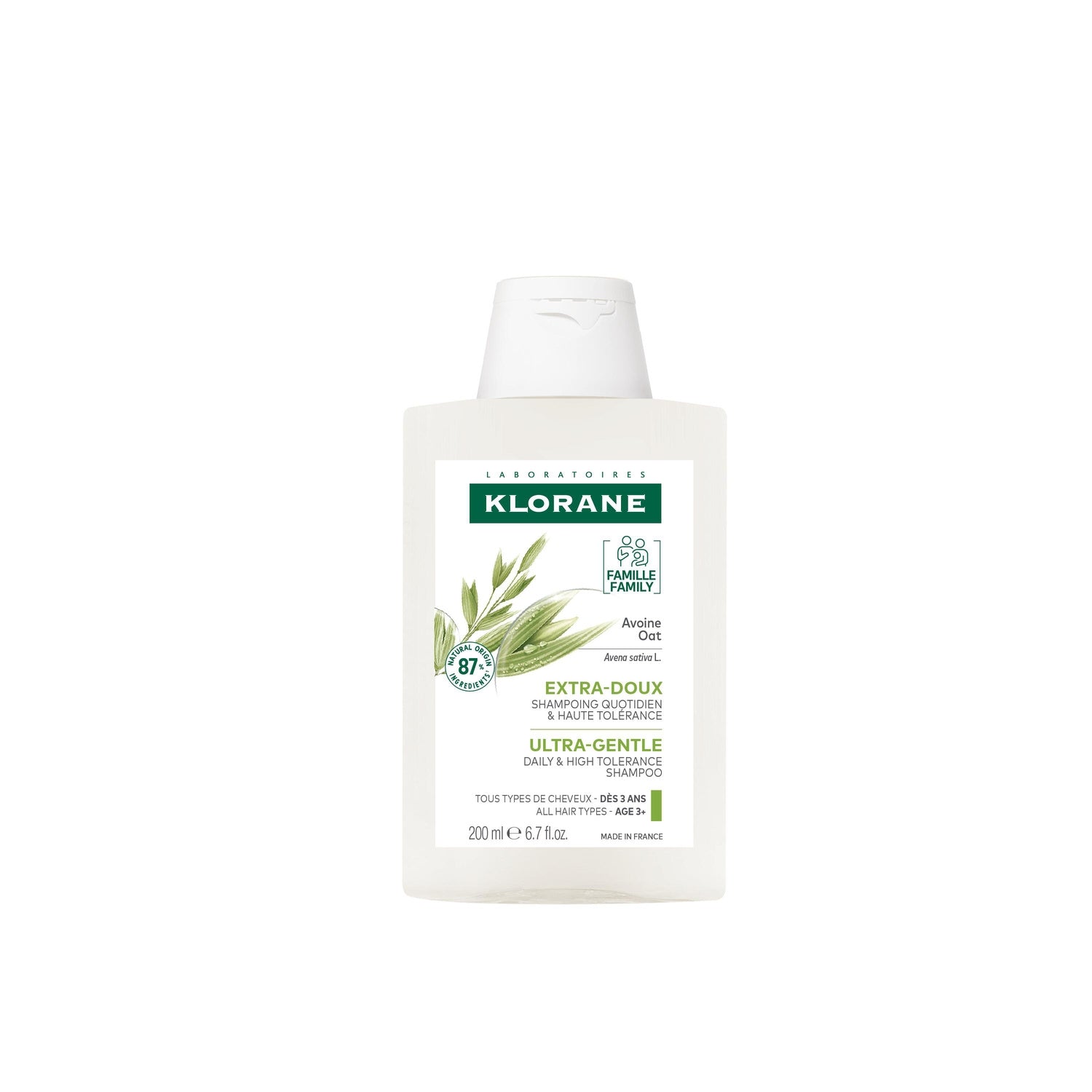 Shampoing Extra Doux Cheveux de Toute la Famille à l'Avoine Bio KLORANE 