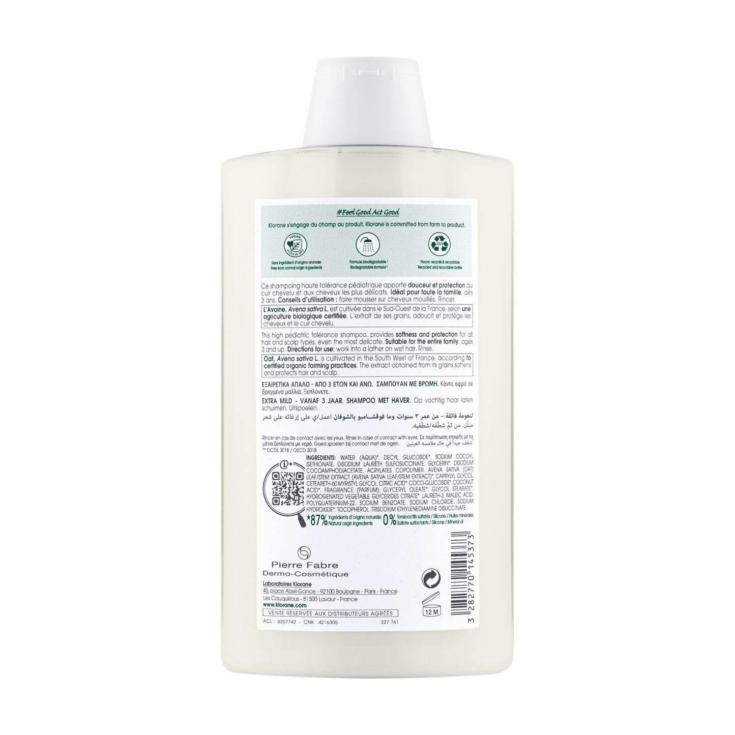 Shampoing Extra Doux à l'Avoine KLORANE 
