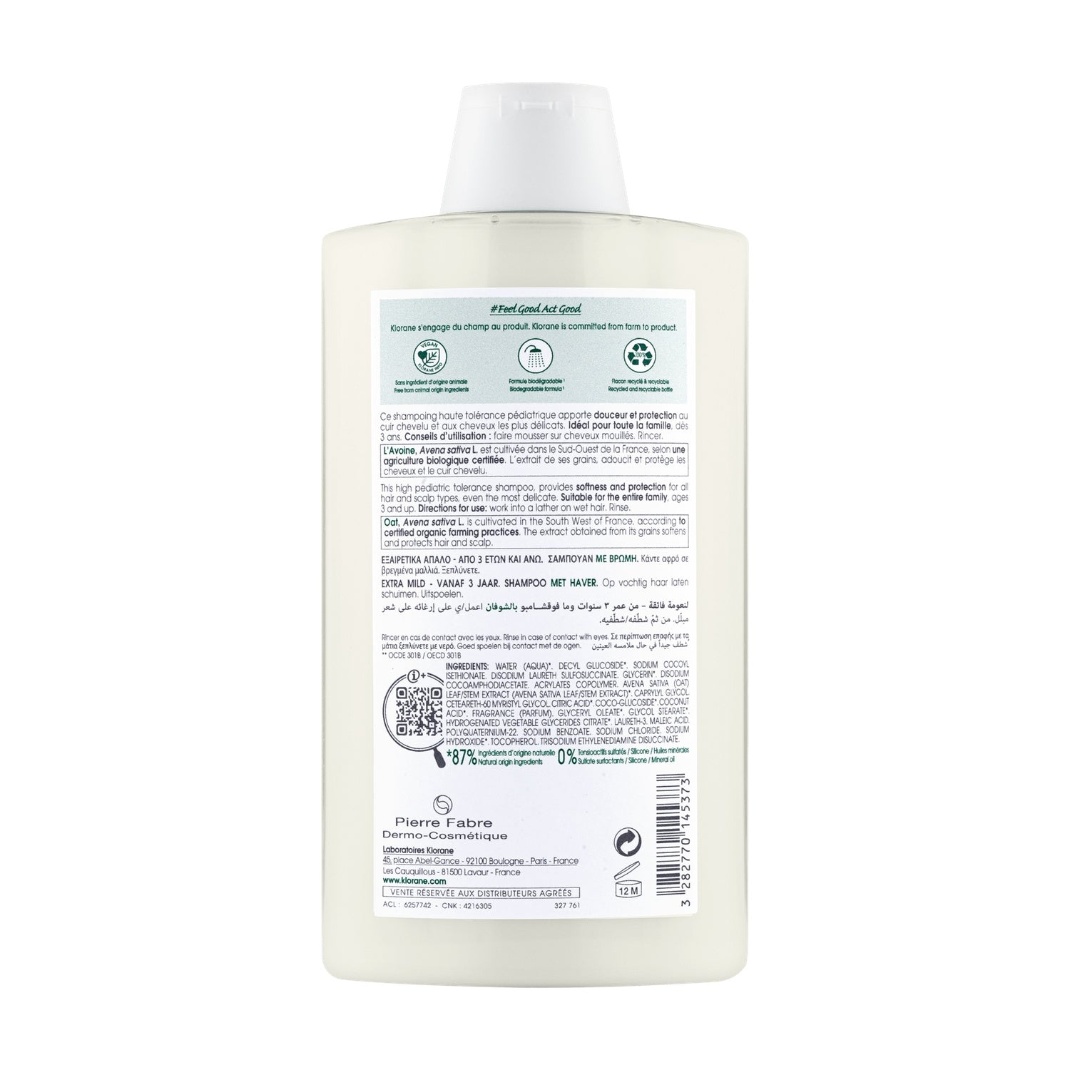 Shampoing Extra Doux à l'Avoine KLORANE 