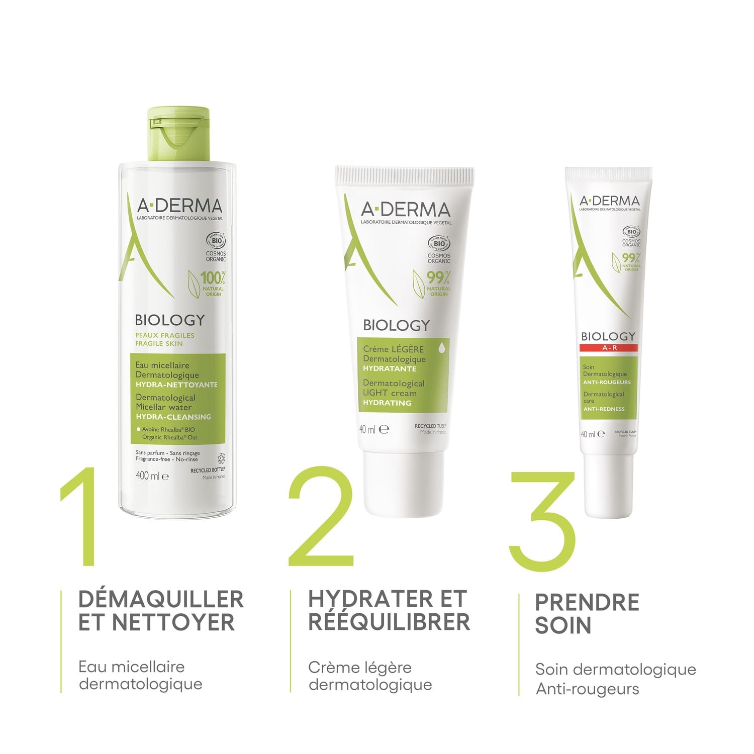 Eau micellaire Visage Yeux Peau Fragile Hydratante Nettoyante Biology A-DERMA 