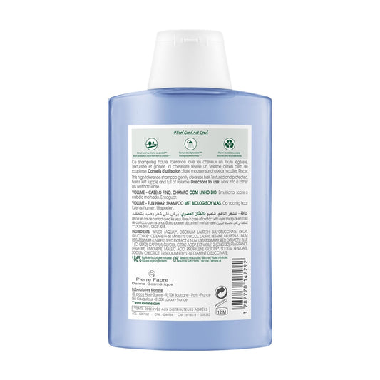 Shampoing Cheveux Fins et Sans Volume au Lin Bio KLORANE 