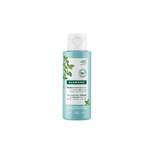 KLORANE 3 in 1 Organic Face Powder for Combination to Oily Skin with Aquatic Mint and Clay
