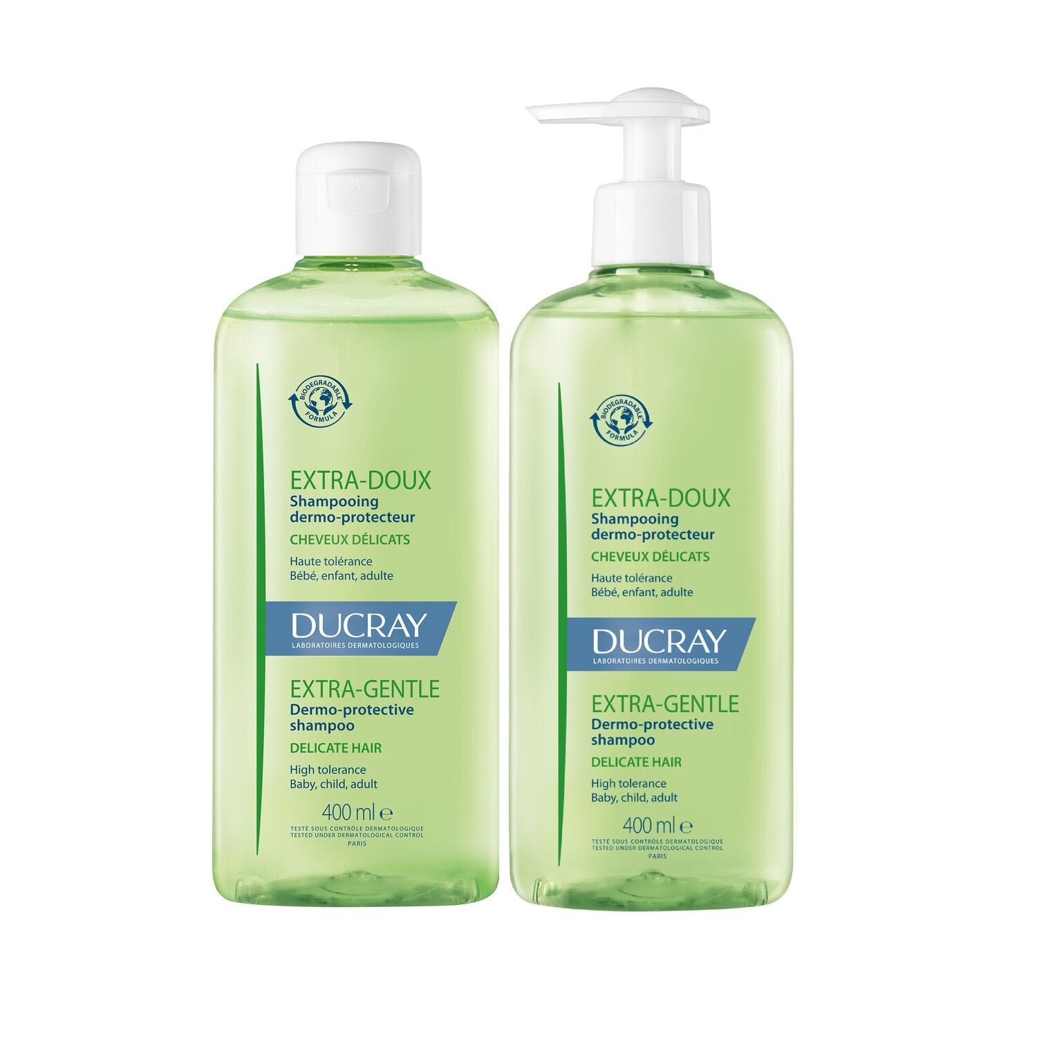 Shampoing Dermo-Protecteur Cheveux Délicats Extra-Doux DUCRAY les 2 flacons de 400mL